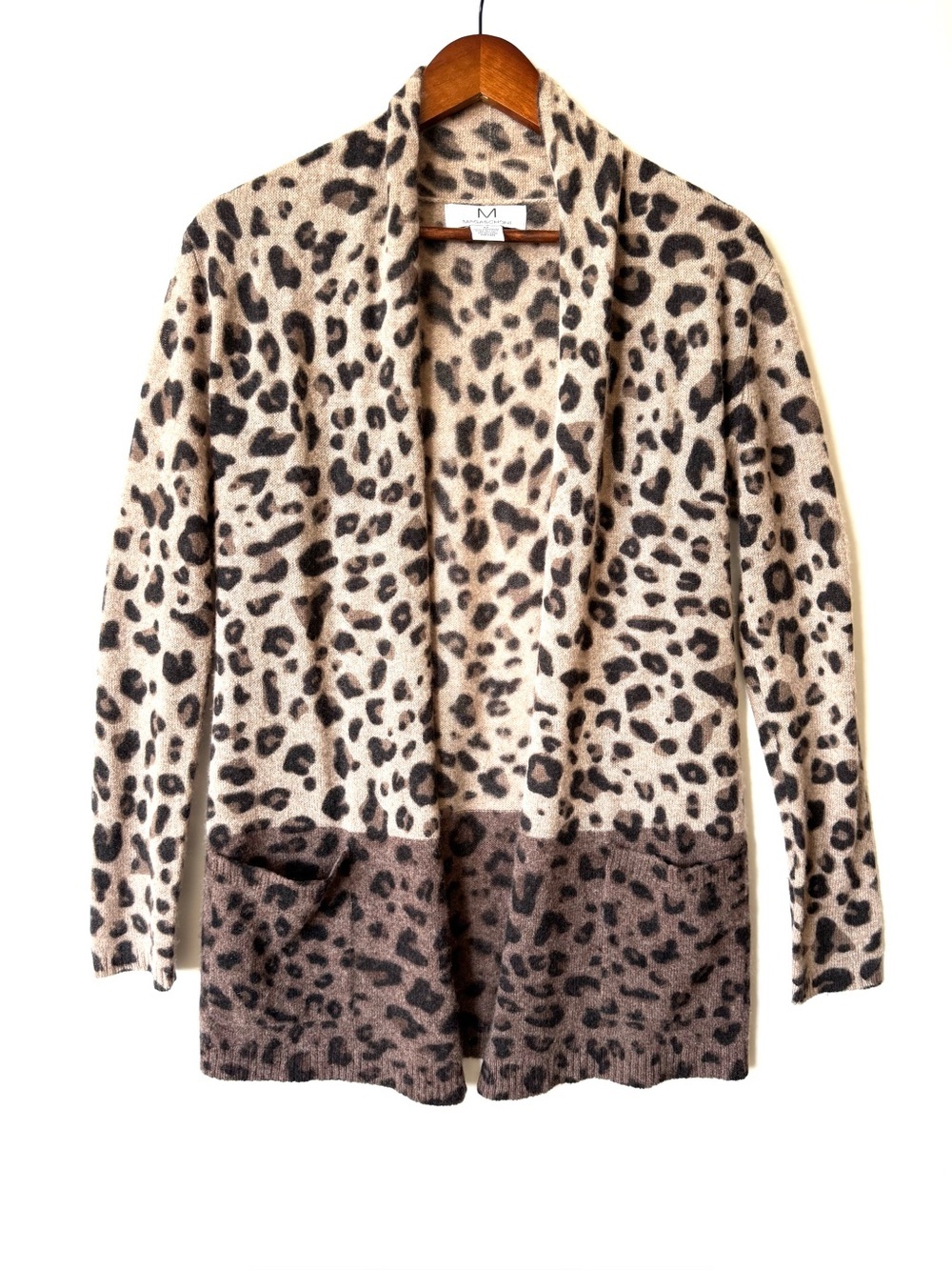 M Magaschoni leopard print cashmere cardigan sweater - Picture 8 of 8
